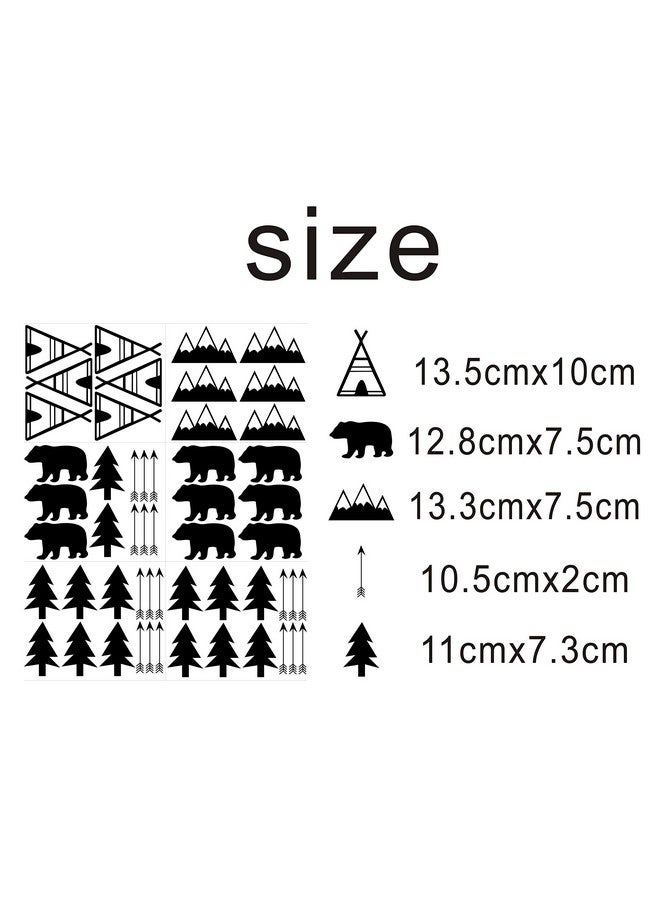 GESTYZ Woodland Wall Decal, Bears, Arrow, Teepees, Trees and Mountains Decor, Matte Vinyl Wall Stickers for Baby Bedroom, Nursery Wall Decals(Y05) (Black) - Image 4