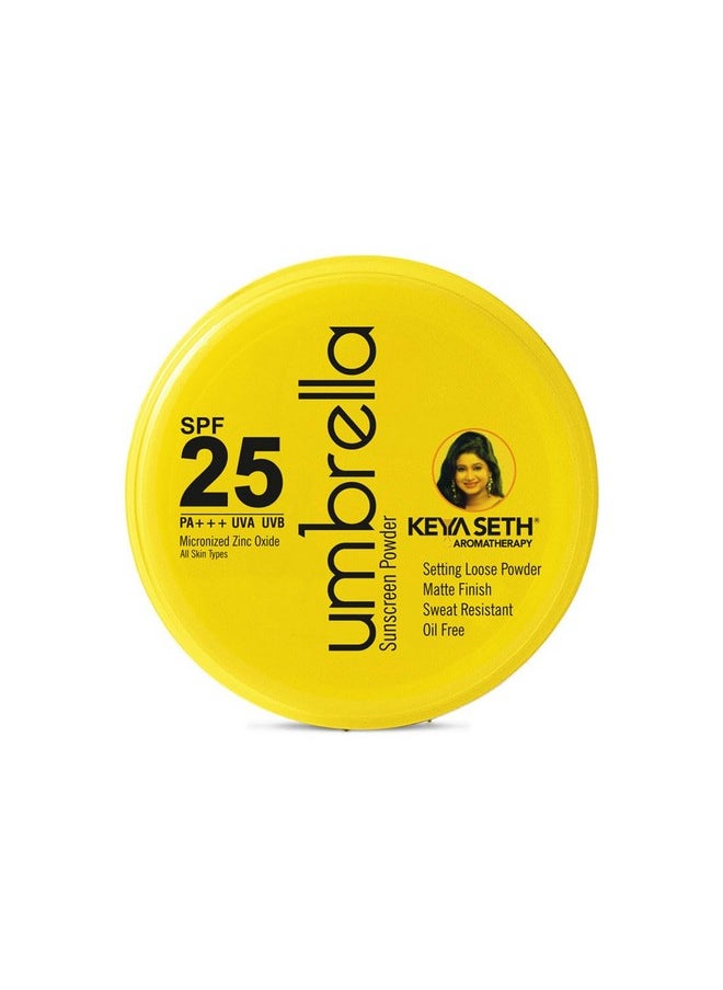 Keya Seth Aromatherapy Keya Seth Aromatherapy, Umbrella Sunscreen Powder Spf 25 With Uv Protection, Sweat Resistant Formula, Makeup Setting & Finishing Loose Powder, Enriched With Micronized Zinc Oxide For Oily Skin (50Gm)  - Image 1