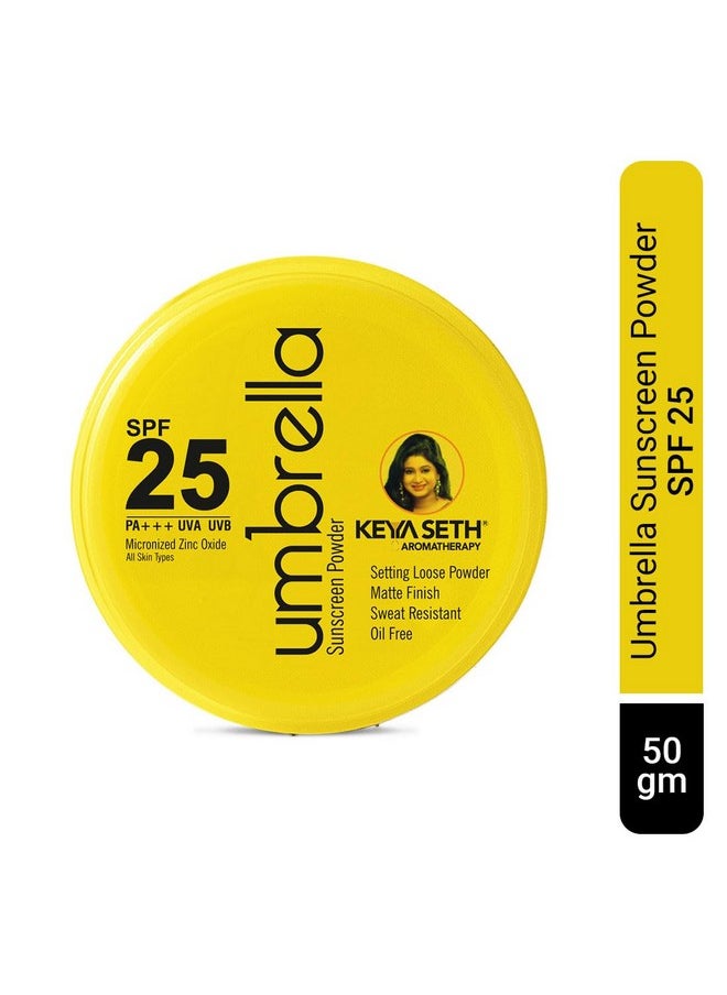 Keya Seth Aromatherapy Keya Seth Aromatherapy, Umbrella Sunscreen Powder Spf 25 With Uv Protection, Sweat Resistant Formula, Makeup Setting & Finishing Loose Powder, Enriched With Micronized Zinc Oxide For Oily Skin (50Gm)  - Image 2