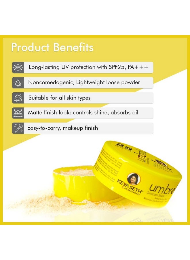 Keya Seth Aromatherapy Keya Seth Aromatherapy, Umbrella Sunscreen Powder Spf 25 With Uv Protection, Sweat Resistant Formula, Makeup Setting & Finishing Loose Powder, Enriched With Micronized Zinc Oxide For Oily Skin (50Gm)  - Image 5