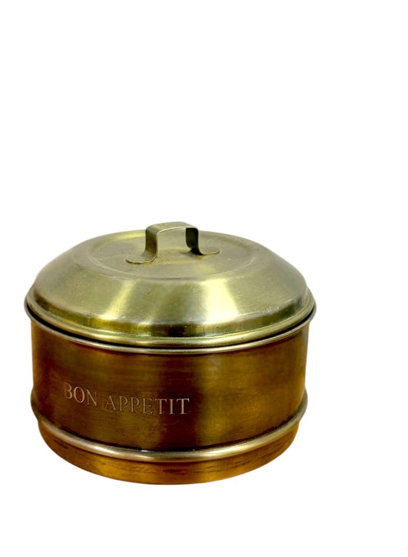 Handcrafted Brass 3 Tier Lunch Box Traditional Food Carrier for Kitchen & Dining Storage - Image 1