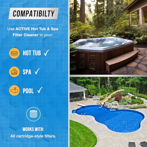 ACTIVE Spa Hot Tub Filter Cleaner - 32oz (2-4 Uses) Cleaning Soaking Solution, Hot Tubs & Pool Cartridge Cleaner, Natural Power Degreaser to Revive & Prolong O-Filters Life Time - Made in USA - Image 4