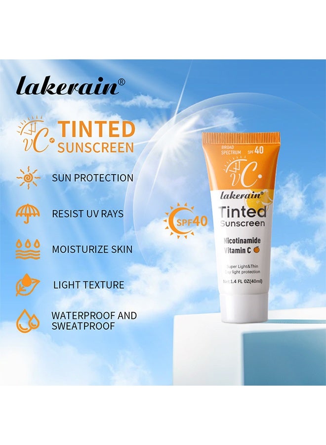ليكرين واقي الشمس الملون من فيتامينك سي- SPF40 واقي من الشمس المعدني المرطب | صبغة شفافة لتوهج صحي ، مناسبة للبشرة الحساسة - Image 2
