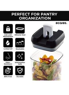 ECARES ECARES® Food Storage Containers, 7 Pieces, BPA Free, Airtight, Cereal Containers, Easy Flip Lock Sealed Lids, Stackable, Clear Plastic Canisters, Dry Food Storage Containers, For Kitchen, Pantry.  - Image 4