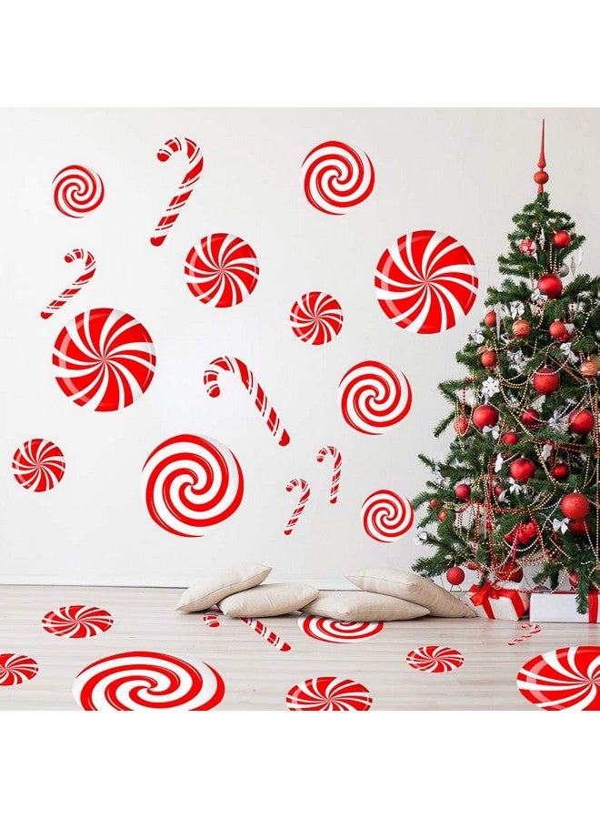 CIOEY Peppermint Floor Decals 24 Pieces Large Stickers for Christmas Candy Land Party Decorations, Store Decor Floor Windows Walls Winter Holiday Decoration Supplies, Red and White - Image 3