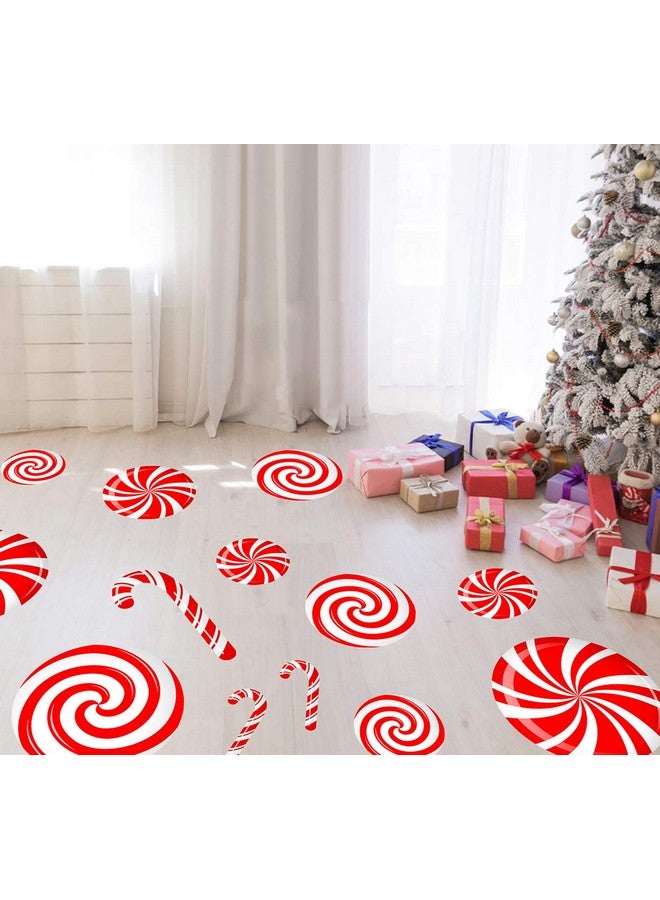 CIOEY Peppermint Floor Decals 24 Pieces Large Stickers for Christmas Candy Land Party Decorations, Store Decor Floor Windows Walls Winter Holiday Decoration Supplies, Red and White - Image 4