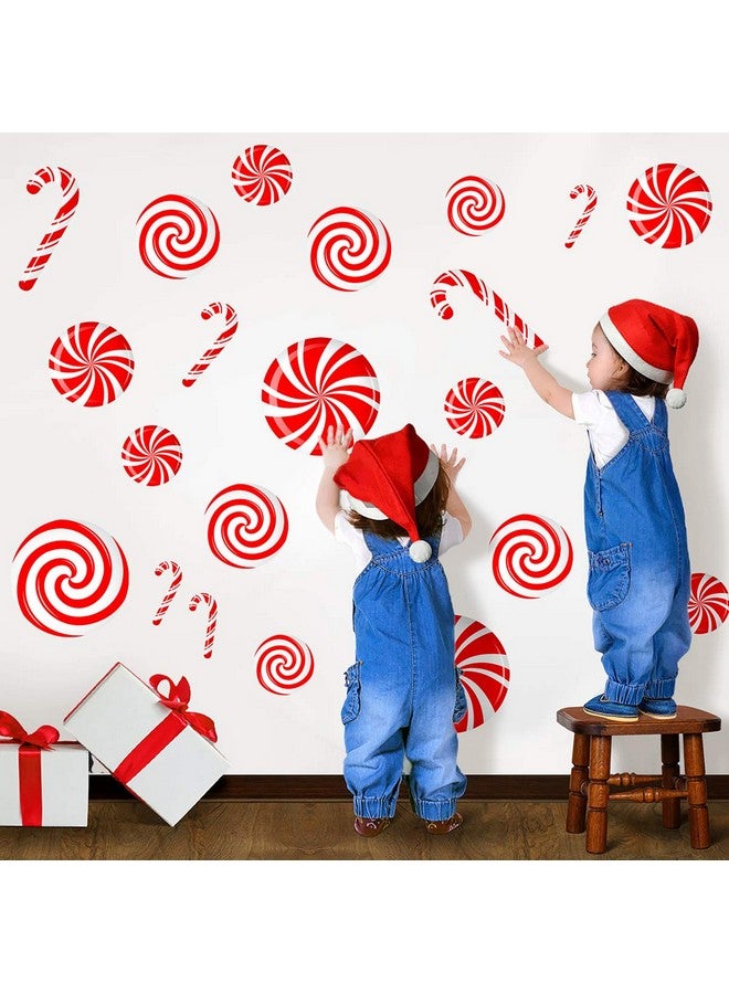 CIOEY Peppermint Floor Decals 24 Pieces Large Stickers for Christmas Candy Land Party Decorations, Store Decor Floor Windows Walls Winter Holiday Decoration Supplies, Red and White - Image 1