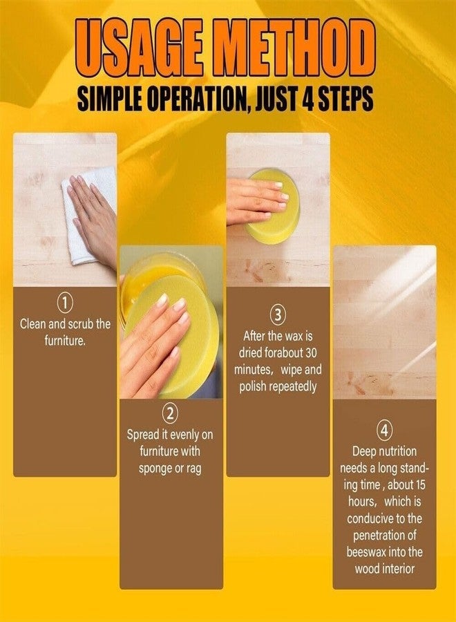 COLBEX wood Seasoning Bee wax Traditional Beeswax Polish for Wood & Furniture, All-Purpose Bee wax for Wood Cleaner and Polish Wipes - Non Toxic for Furniture to Beautify & Protect - Image 2