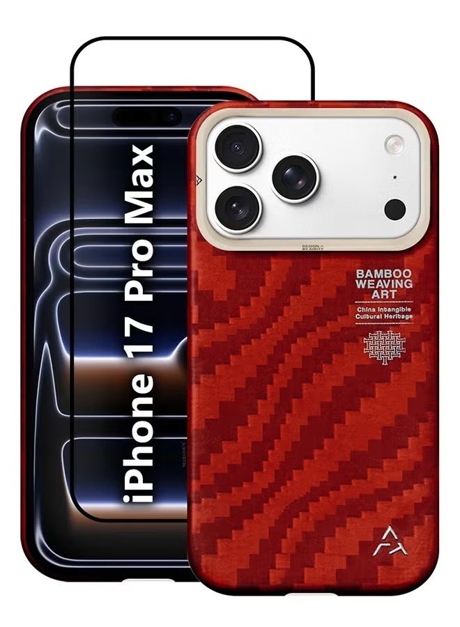 AIRITY Bamboo Fiber Protective Case for iPhone 17 Pro Max, Ultra Durable Shockproof Cover, Lightweight Slim Premium Phone Case, Anti-Scratch Red - Image 4