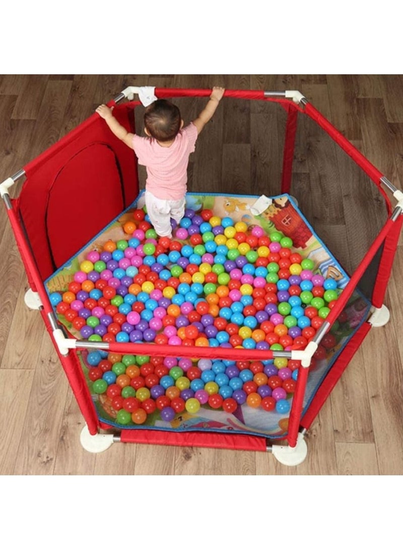 Baby Home Child Safety Fence, Playpens Foldable Baby Playard Palypen Home Child Safety Fence Playground Children Play Fence Washable 6-Panel and Crawling Play Mat Kids With Ball - Image 3