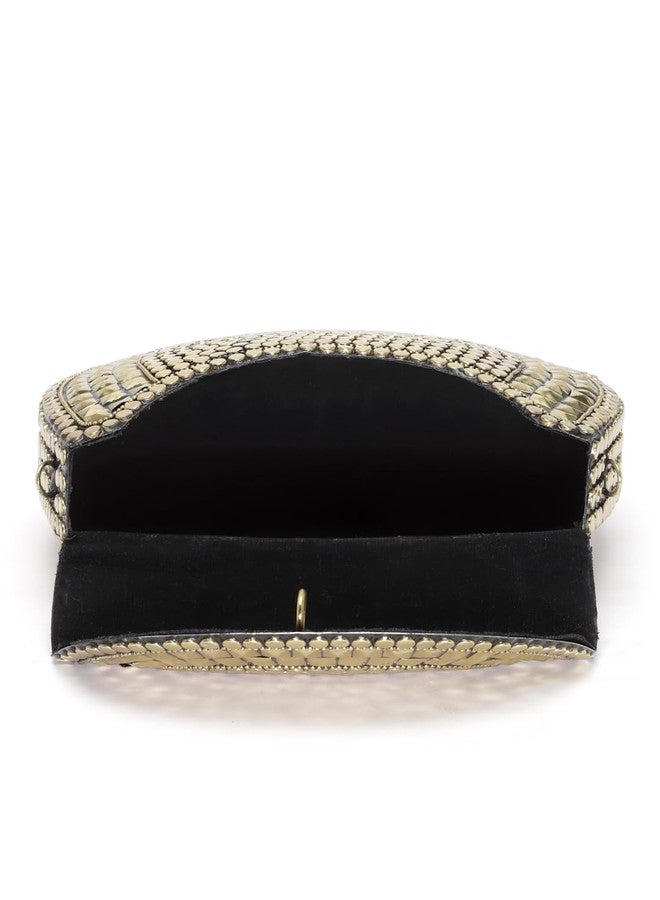 Anekaant Mosaic Gold Mosaic Embellished Metal Halfmoon Clutch - Image 5