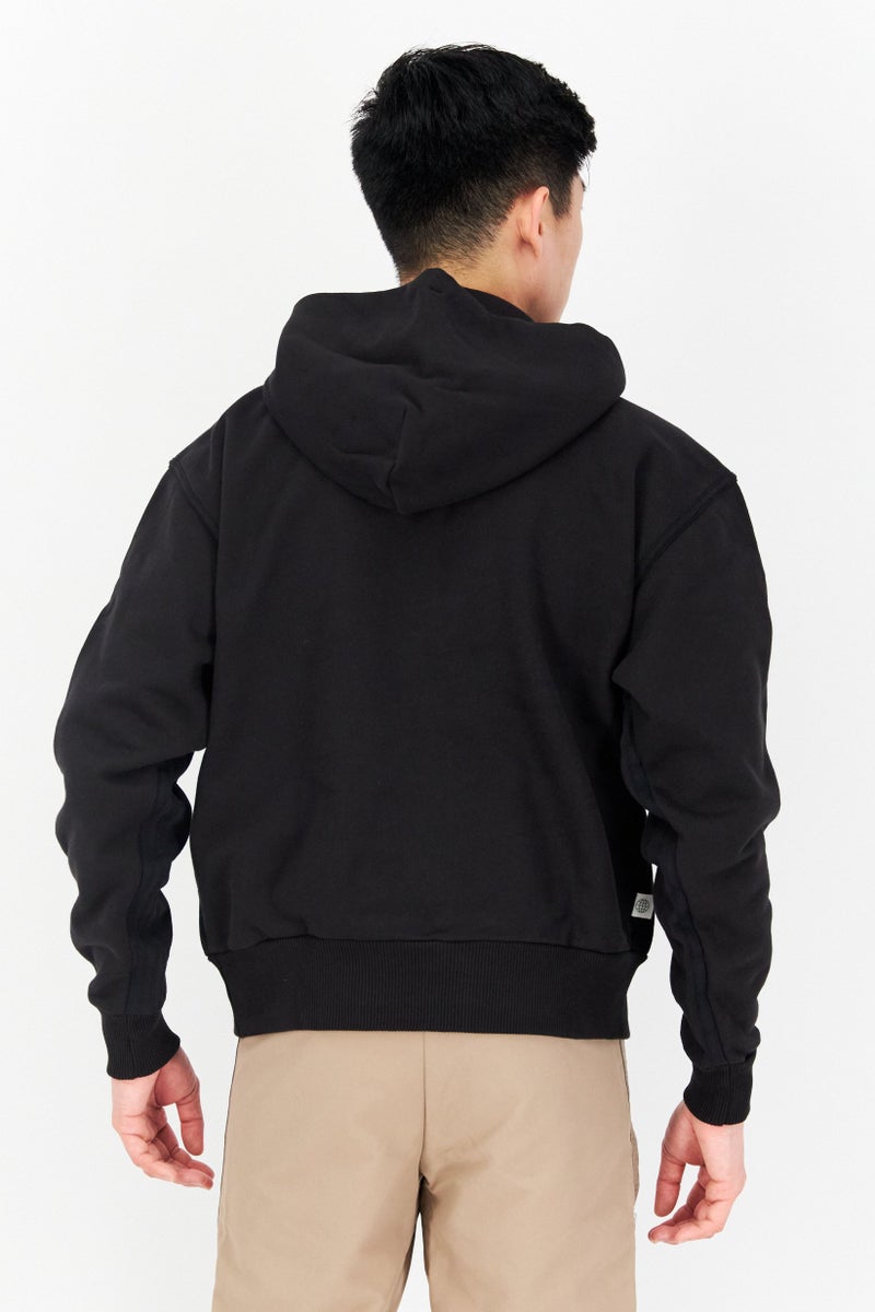 adidas Originals Men Sportswear Fit Long Sleeve Outdoor Hooded Sweatshirt, Black  - Image 2
