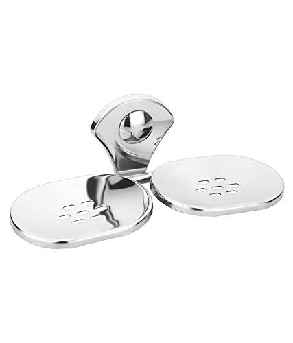 HANDY Heavy Duty Stainless Steel Polished Finish Wall Mounted Double Sided Bathroom Soap Dish Stand Holder (Silver) - Image 3
