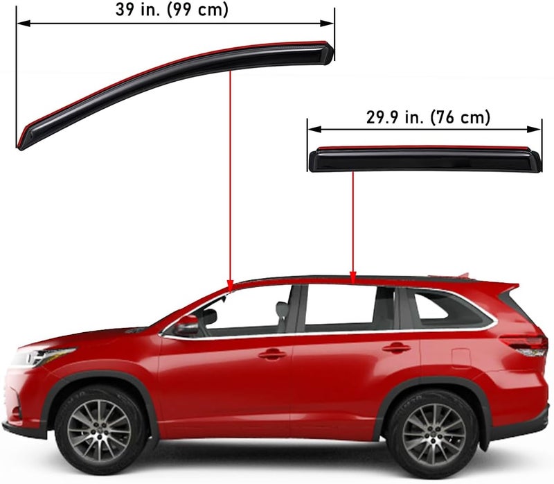 Lightronic WV194427 In-Channel Side Window Visor Deflector Rain Guard Set for 2014-2019 Toyota Highlander - Image 2