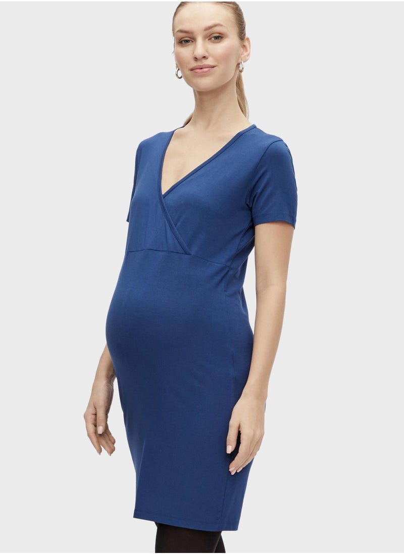 Mamalicious 2 Pack Tie Detail Knitted Dress  - Image 5