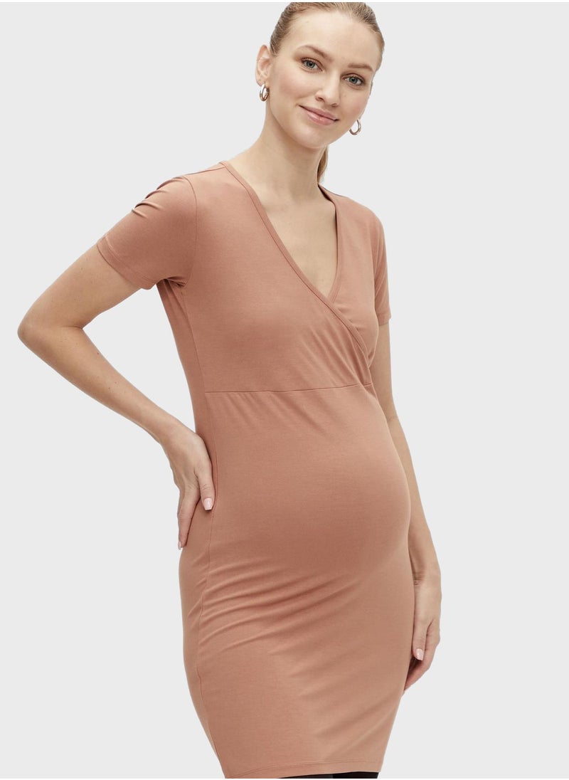 Mamalicious 2 Pack Tie Detail Knitted Dress  - Image 4