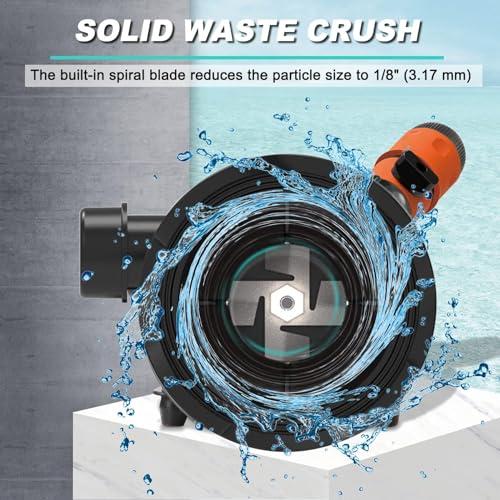 Magam RV Macerator Pump 12V,12GPM Suction 3.2 feet Lift 10 feet with Garden Hose Discharge Port,Quick Release Sewage Pump with Fresh Water Rinse and Manual Crushing Function,for Boat Marine RV Campe - Image 3