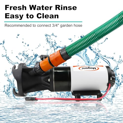 Magam RV Macerator Pump 12V,12GPM Suction 3.2 feet Lift 10 feet with Garden Hose Discharge Port,Quick Release Sewage Pump with Fresh Water Rinse and Manual Crushing Function,for Boat Marine RV Campe - Image 5