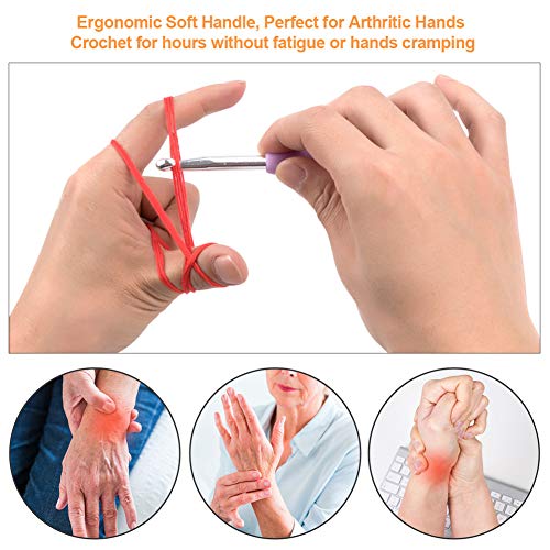 BCMRUN Crochet Hooks Set,14 PCS 2mm(B)-10mm(N) Ergonomic Soft Grip Handles Yarn Knitting Needles Kit with Case for Arthritic Hands, Extra Long  Knit Needles, Best Gift for Women - Image 5