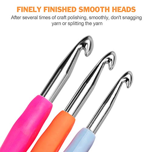 BCMRUN Crochet Hooks Set,14 PCS 2mm(B)-10mm(N) Ergonomic Soft Grip Handles Yarn Knitting Needles Kit with Case for Arthritic Hands, Extra Long  Knit Needles, Best Gift for Women - Image 4