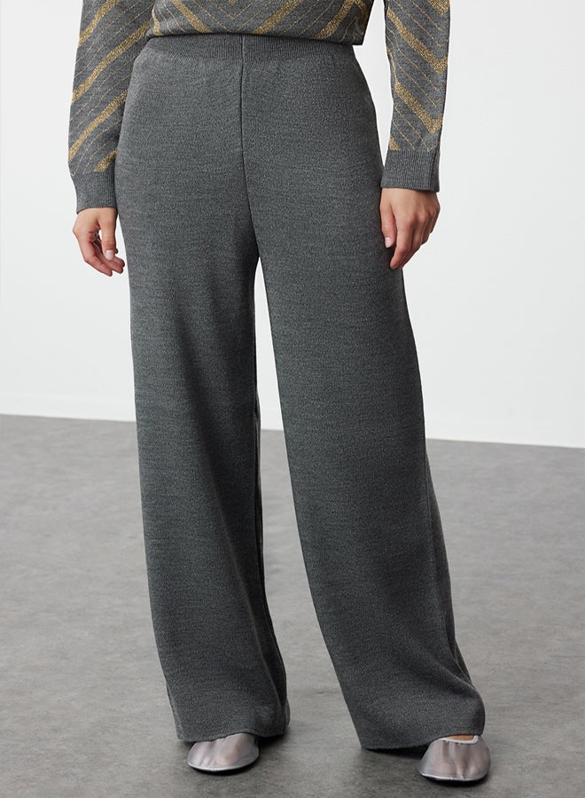 trendyol Anthracite Glitter Knitwear Sweater Trousers Bottom-Top Set TCTAW25US00010 - Image 4