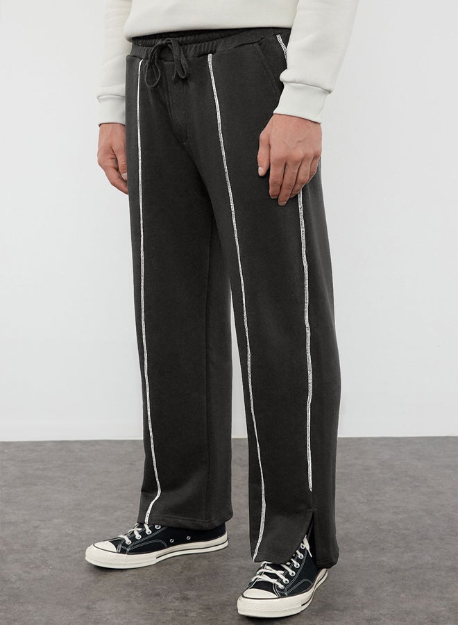 trendyol Limited Edition Anthracite Wide Leg Karyoka Stitched Limited Edition Sweatpants TMNAW25EA00019 - Image 1