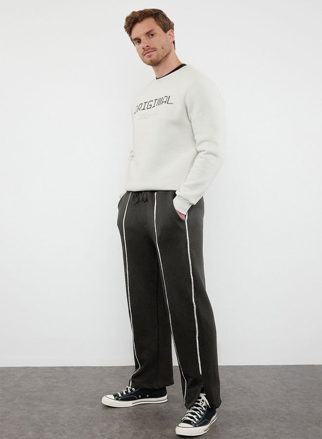 trendyol Limited Edition Anthracite Wide Leg Karyoka Stitched Limited Edition Sweatpants TMNAW25EA00019 - Image 3