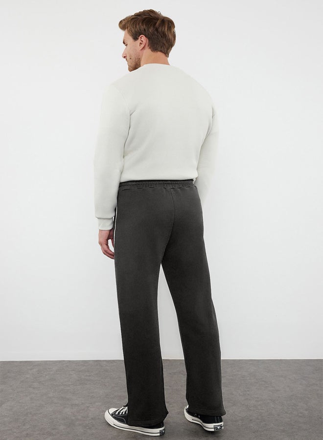trendyol Limited Edition Anthracite Wide Leg Karyoka Stitched Limited Edition Sweatpants TMNAW25EA00019 - Image 5