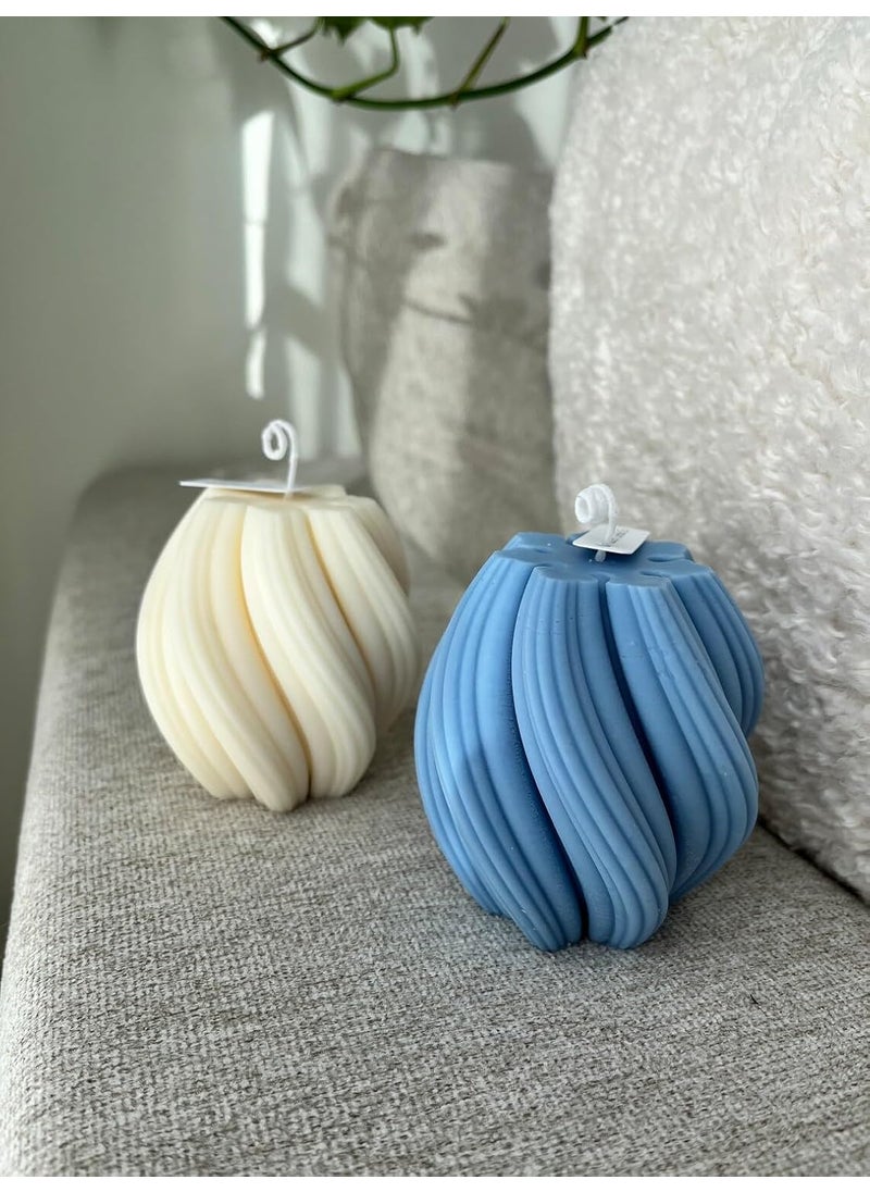 atorakushon atorakushon Sky Blue Soy Wax Spiral Pillar Candle Decorative Handmade Scented Aromatic Fragrance Candles for Home Decor Gift  - Image 3