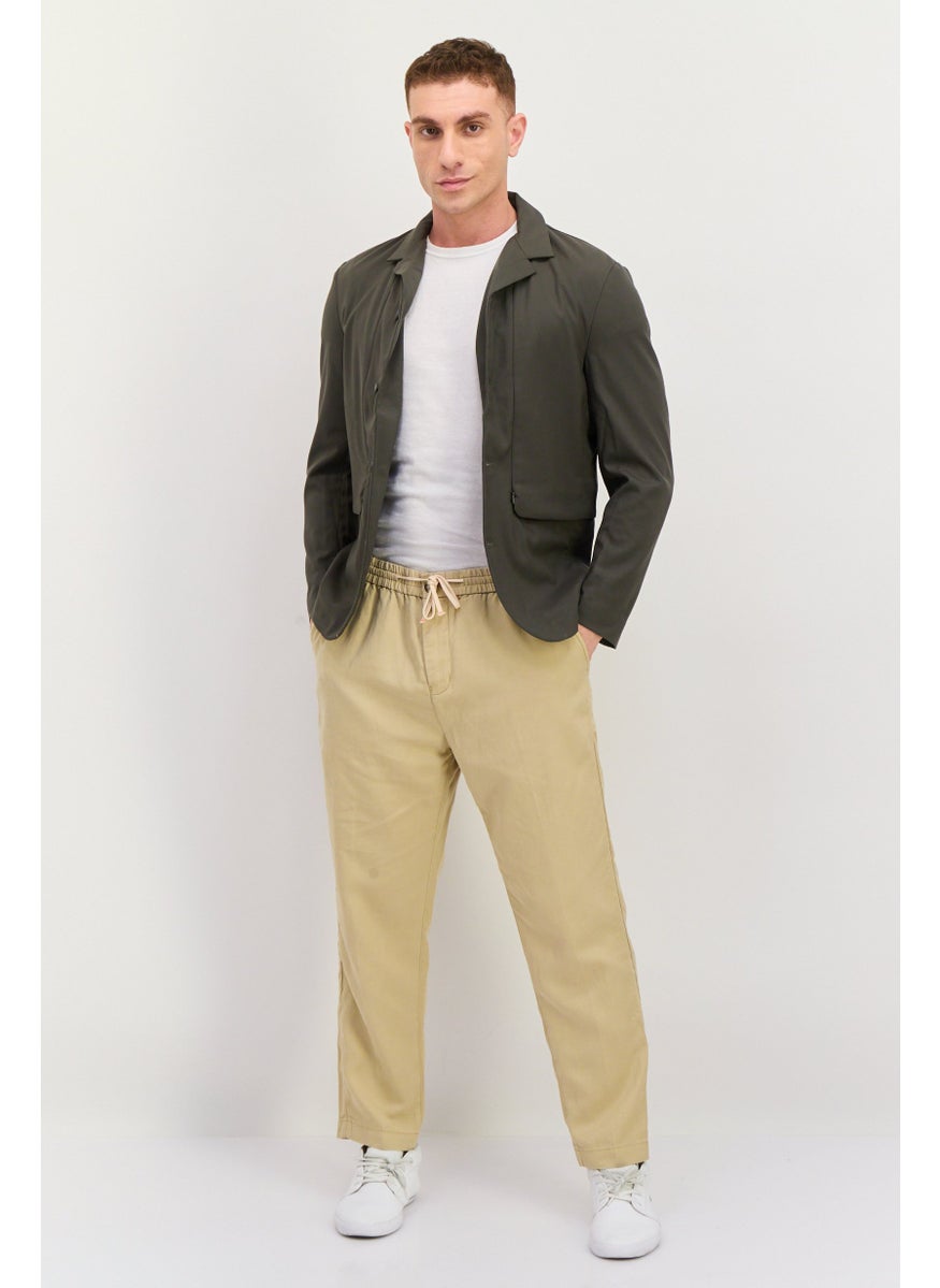 ESPRIT - Men Regular Fit Plain Semi Formal Blazer, Olive - Image 1
