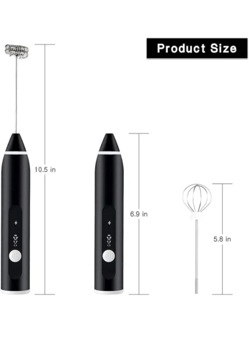 Rechargeable Handheld Milk Frother – 3 Adjustable Speeds for Making Latte & Cappuccino with Extra Egg Whisk - Image 2