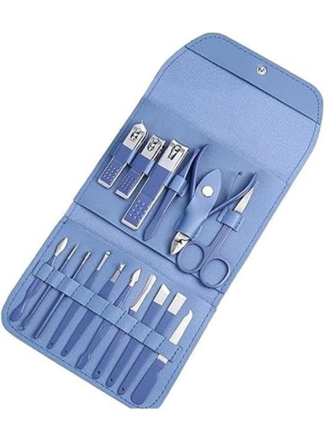 مجموعة قصافات أظافر مكونة من 16 قطعة، مجموعة عناية احترافية مع حقيبة جلدية للسفر، أدوات أظافر مع حقيبة سفر فاخرة للرجال والنساء - Image 1