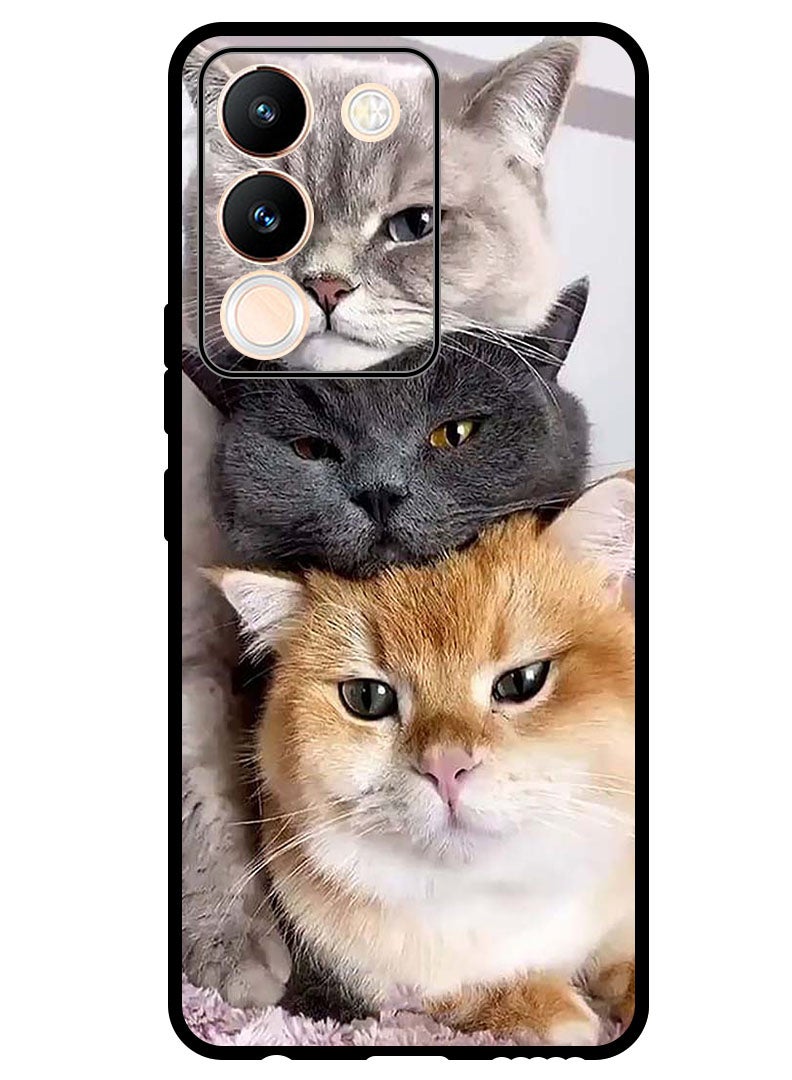 Theodor Protective Case Anti Scratch Shock Proof Bumper Cover For Vivo Y200 Cats - Image 1