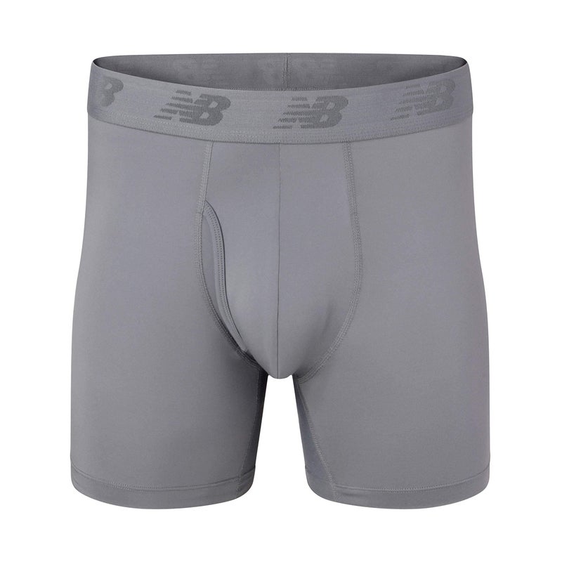 New Balance Men's 6" Boxer Brief Fly Front with Pouch, 3-Pack,Pink Zing/Pigment/Steel, Large (36"-38") - Image 3