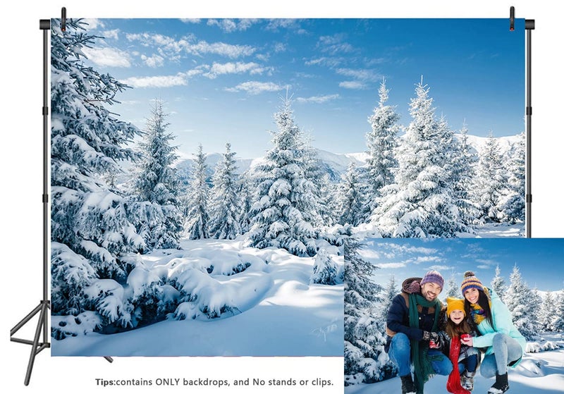 LTLYH 7x5ft Winter Snow Forest Backdrop Snowy Scene Photo Christmas Backdrops for Photography Winter Landscape Forest Ice and Snow World Theme Backdrop 106