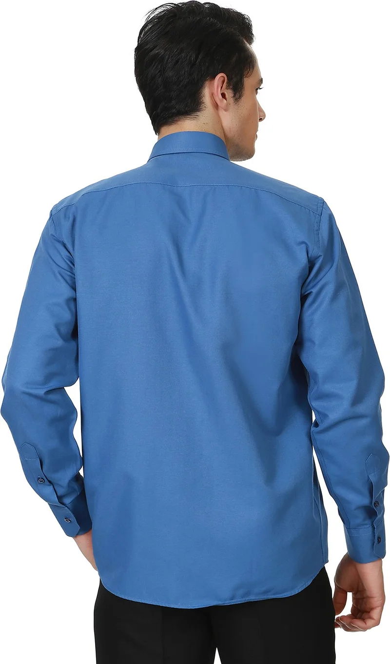 فاريتا Men's Dark Blue Long Sleeve Classic Cut Single Pocket Men's Shirt