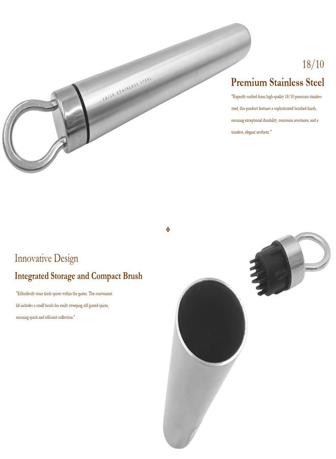 JOKUMO Nutmeg Grater with Silicone Brush & Storage - 18/10 Stainless Steel, Compact Spice & Nut Grinder Tool for Fresh Nutmeg Powder - Image 3