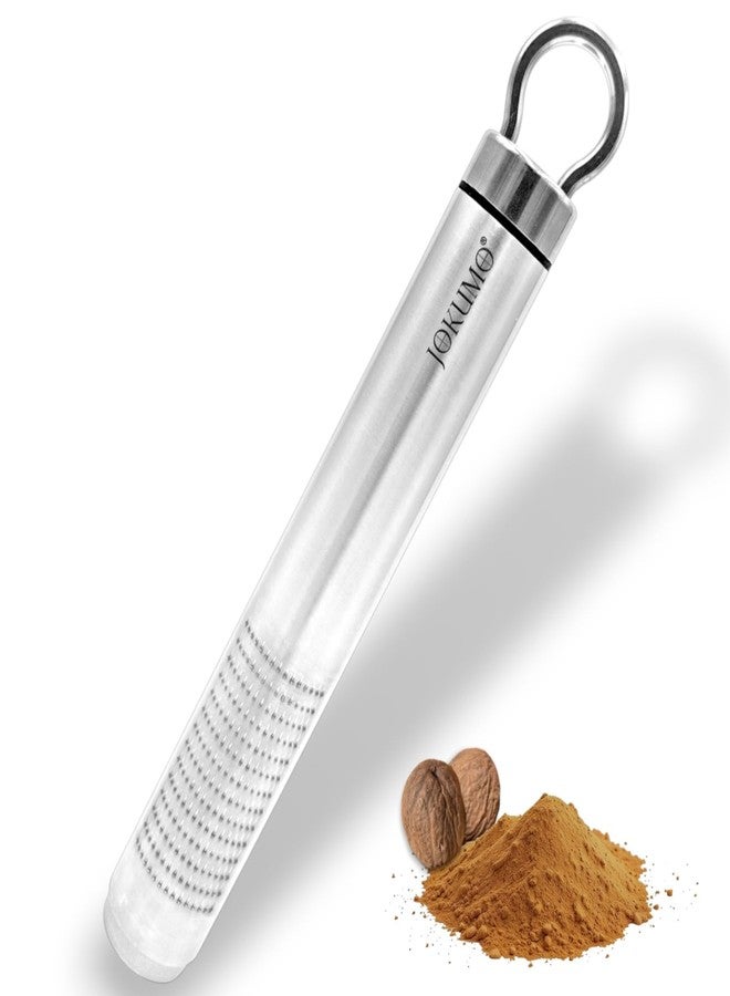 JOKUMO Nutmeg Grater with Silicone Brush & Storage - 18/10 Stainless Steel, Compact Spice & Nut Grinder Tool for Fresh Nutmeg Powder - Image 1