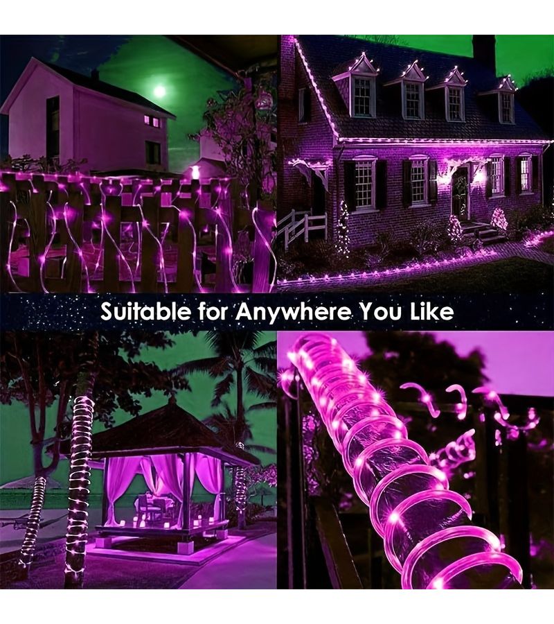 1 قطعة 22 96 قدم 50 ضوء وردي من سلسلة أضواء الطاقة الشمسية الخارجية 8 أنماط إضاءة ديكور للحفلات الداخلية والخارجية لعيد الميلاد عيد الزفاف عيد الميلاد الهالوين الحديقة الشرفة عيد الحب تنسيق المشاهد - Image 2
