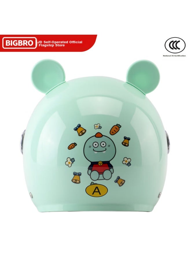 Bigbro K15 Children's Model, Mint Dinosaur Design, New National Standard 3c Certified Motorcycle And Electric Bike Riding Helmet, Uni, All-season, Sun Protection, For Electric Scooters, Summer Half Helmet - Image 3