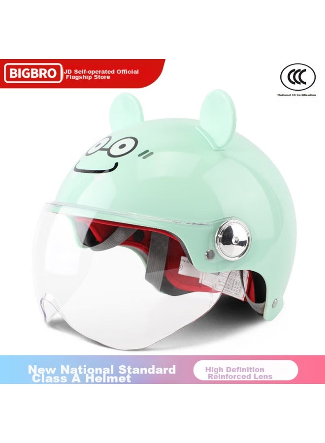 Bigbro K15 Children's Model, Mint Dinosaur Design, New National Standard 3c Certified Motorcycle And Electric Bike Riding Helmet, Uni, All-season, Sun Protection, For Electric Scooters, Summer Half Helmet - Image 1