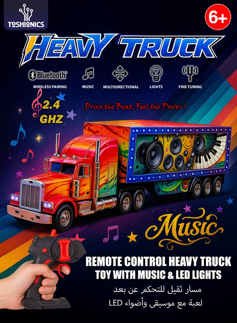 Toshionics Remote Control Truck Toy for Kids – Big Scale RC Semi-Truck with Detachable Trailer, LED Lights, Music & Bluetooth Speaker – Rechargeable 2.4GHz RC Truck, Easy to Control for Boys and Beginners - Image 1