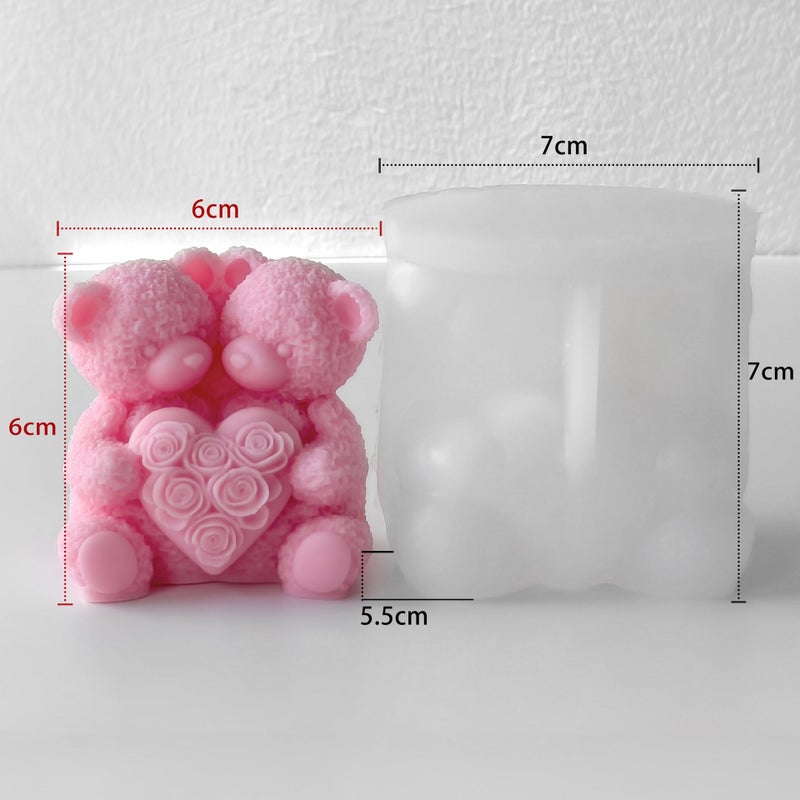 ESEENS Rose Bear Heart Cylinder Candle & Resin Mold - Resin Casting Silicone Molds for Home Decor & Candle Making Wave Spiral Mold - Image 2