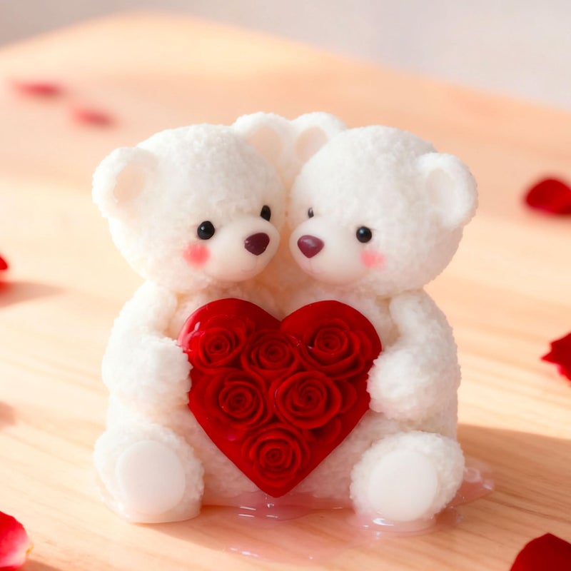 ESEENS Rose Bear Heart Cylinder Candle & Resin Mold - Resin Casting Silicone Molds for Home Decor & Candle Making Wave Spiral Mold - Image 1
