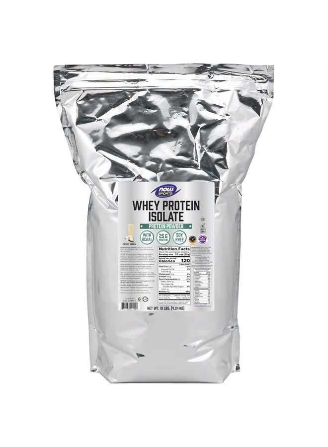 now تغذية رياضية، بروتين مصل اللبن المعزول، 25 جرام مع BCAAs، مسحوق فانيليا كريمي، 10 باوند - Image 1