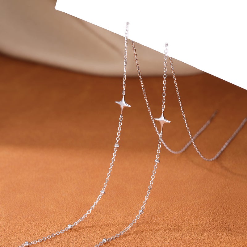 SLUYNZ 925 Sterling Silver Star Long Dangle Earrings Chain for Women Teen Girls Line Dangle Earrings Tassel Threader Chain (A-Sterling Silver) - Image 5