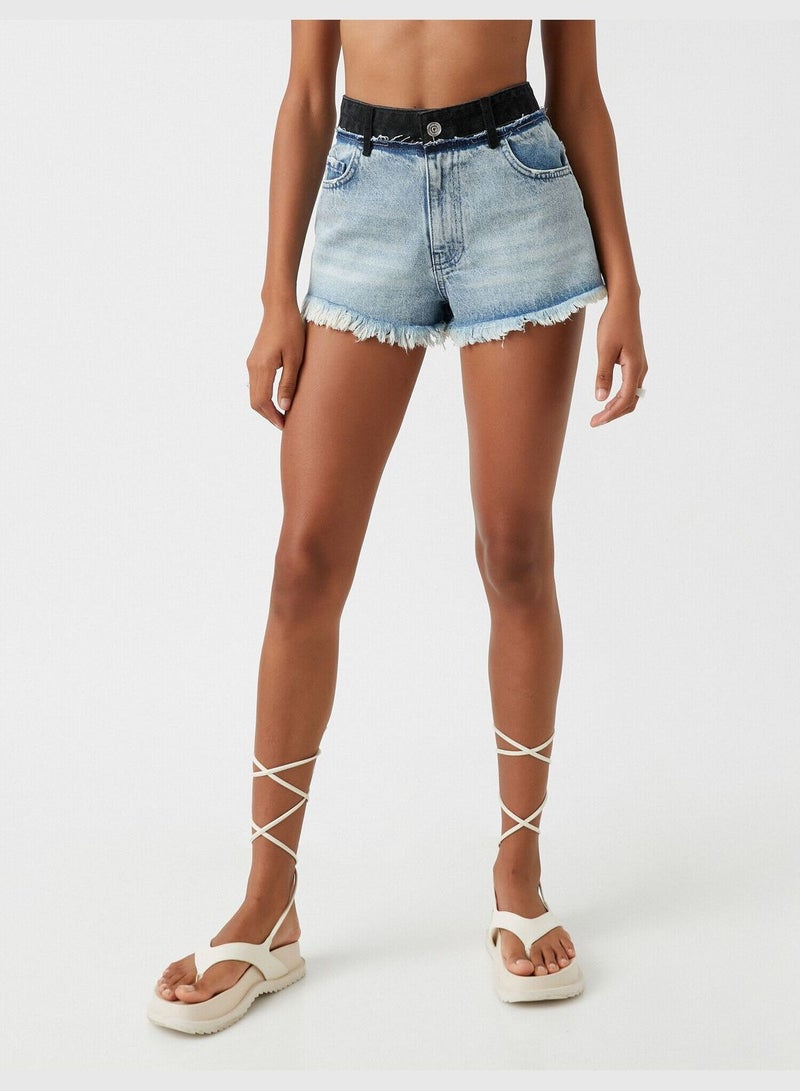 KOTON Jean Shorts Belt Detail Destroyed - Image 3