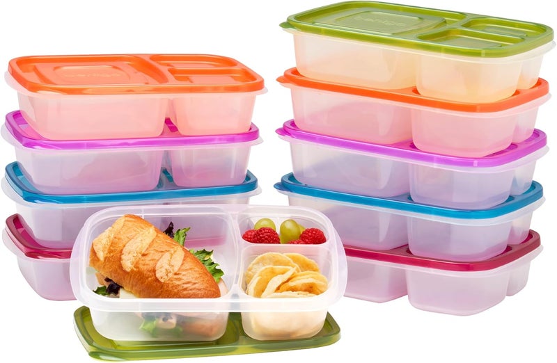 Bentgo Easyboxes  Original Stackable Lunch Boxes  Reusable 3Compartment Food Containers for Kids and Adults  Bento Lunch Box for Meal Prep School  Work  BPA Free Set of 10 Classic - Image 1