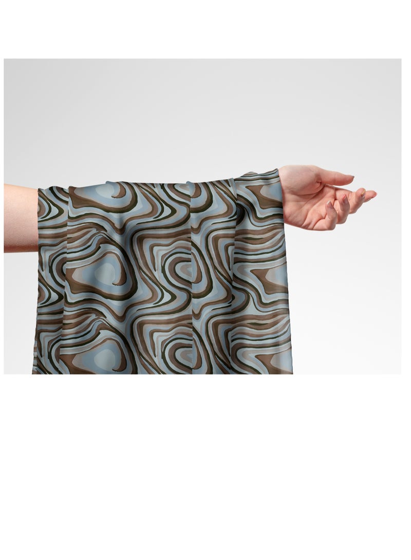 فيلاتو Ø¬Ù„Ø§Ø¨ÙŠØ© Ù…Ø®ÙˆÙŠØ± Ù…Ù† Ù‚Ù…Ø§Ø´ Ø­Ø±ÙŠØ± Ø§Ù„Ù„ÙŠÙ„ Ø¹Ø±Ø§Ù…Ù†ÙŠ Ø¨Ø§Ù„ÙŠØ§Ø±Ø¯Ø©ØŒ Ø£Ø²Ø±Ù‚ ÙˆØ¨Ù†ÙŠØŒ Ø¨Ù†Ù…Ø· Ø¯ÙˆØ§Ù…ÙŠØŒ Ø®ÙŠØ§Ø·Ø©ØŒ Ø¹Ø±Ø¶ 58 Ø¨ÙˆØµØ© - Image 1