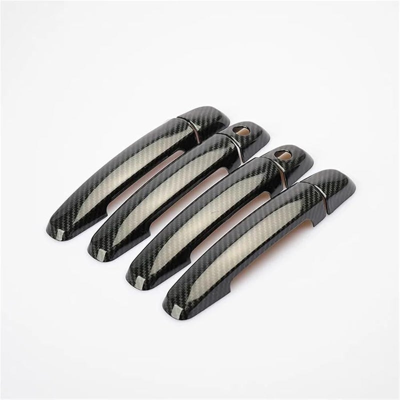 Black 2 Keyholes Car Door Handle Cover Trim Sticker Splash Guard Compatible - Image 1
